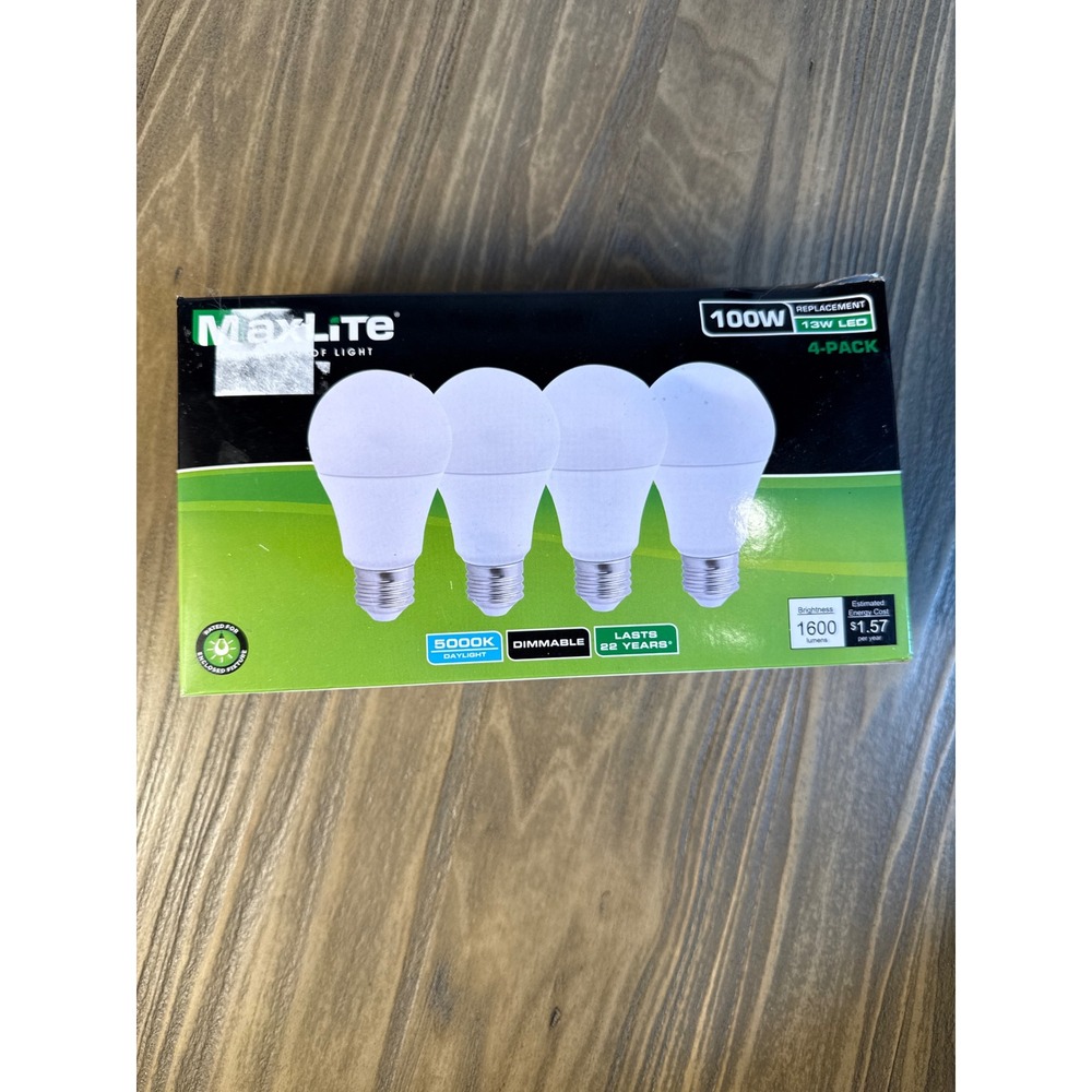 MaxLite LED Light Bulbs 4-Pack 100W Equivalent 13W 5000K Daylight Dimmable New